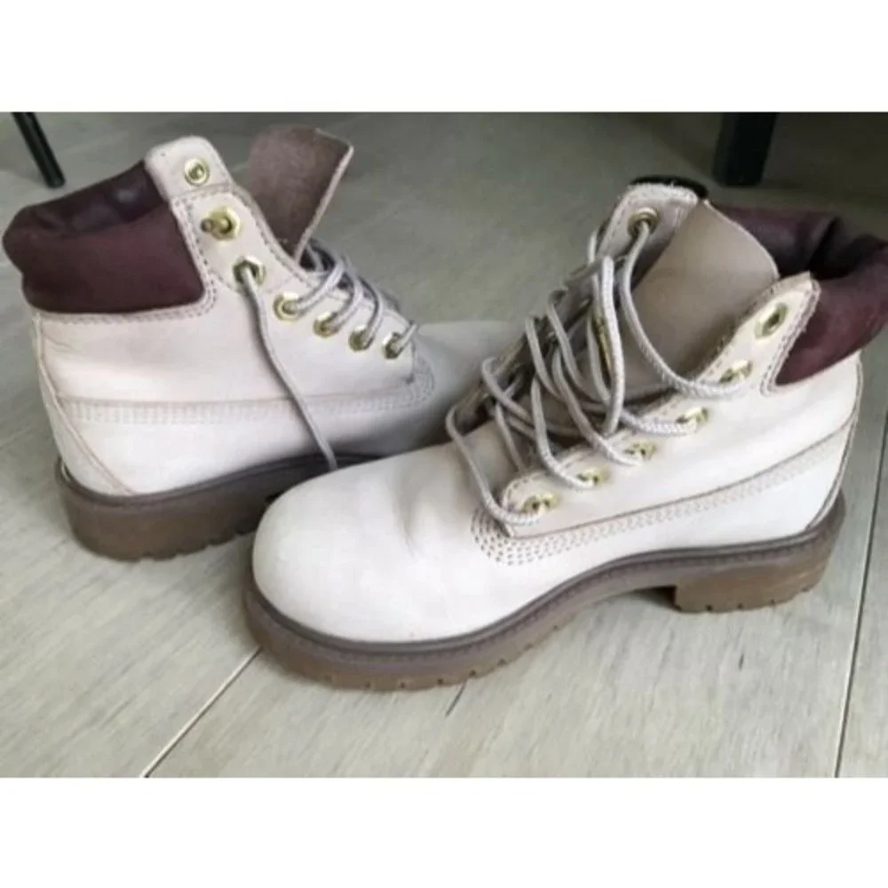 Timberland Girls Ankle Boots A1630 Taupe Lace Up Size 13 Nubuck Leather
